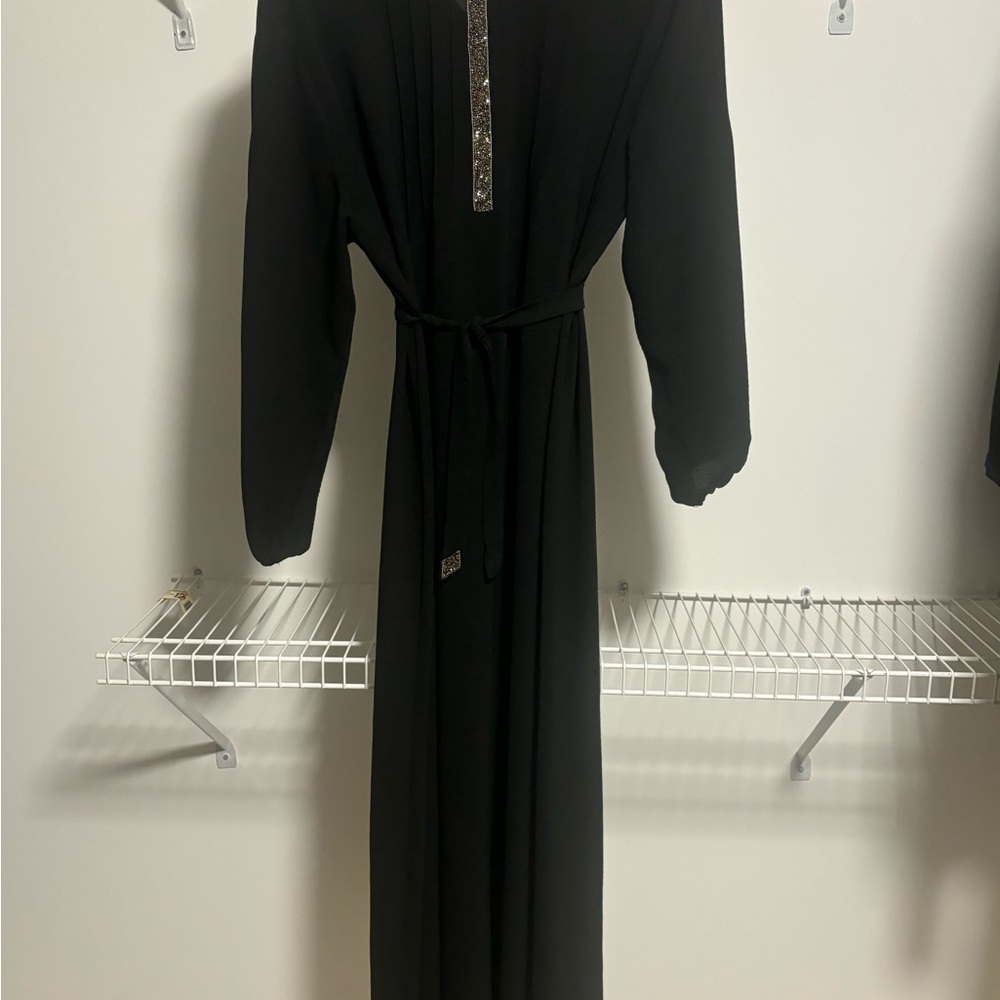 Elegant Black Long Sleeve Dress Abaya M